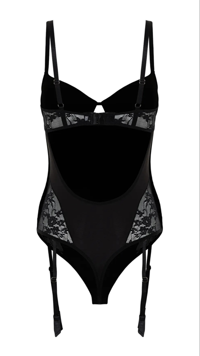 Dantel VIP Şehvet  Sabahlık Bodysuit Jartiyer Set