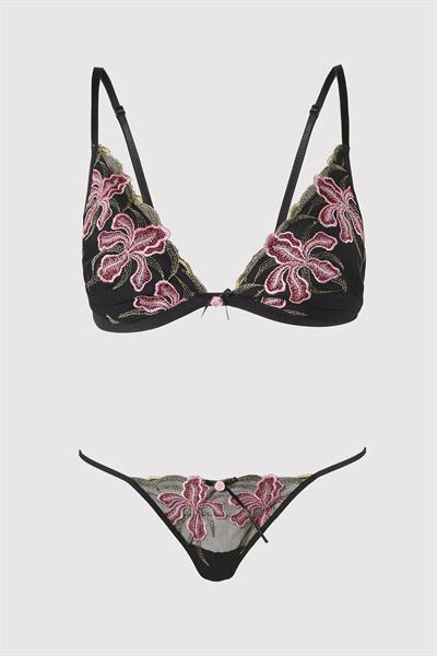 Dantel Vintage Rose Bralet Takımı