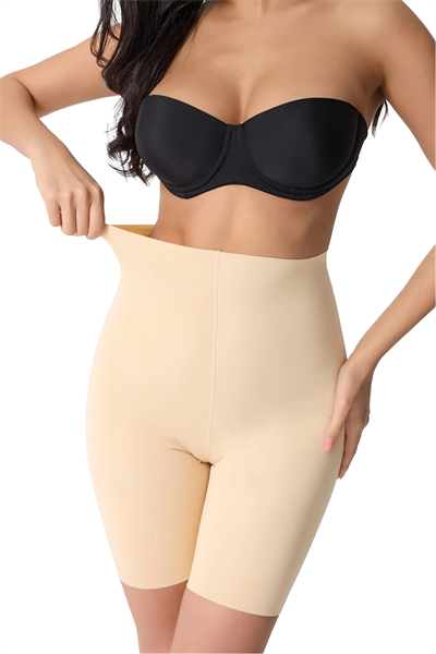 Bulut Dikişsiz Yüksek Bel Lazer Kesim Toparlayıcı Şort – Ten Rengi