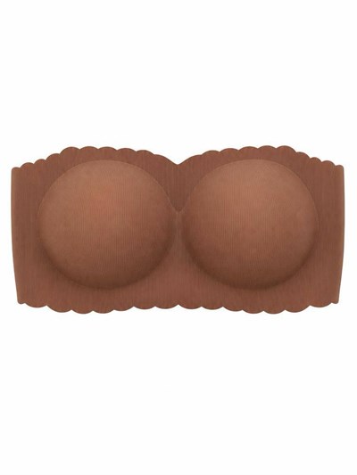 Bulut Koleksiyonu Büyük Beden C & D cup Strapless Sütyen Fitilli Kahve (arkası ayarlanan)