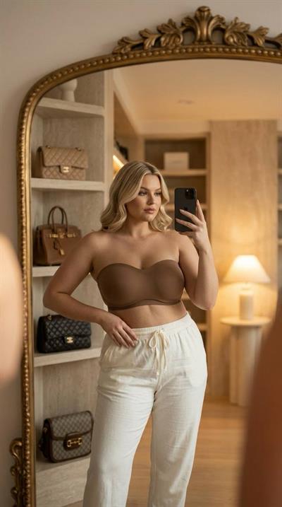 Bulut Koleksiyonu Büyük Beden C & D cup Strapless Sütyen Kahve