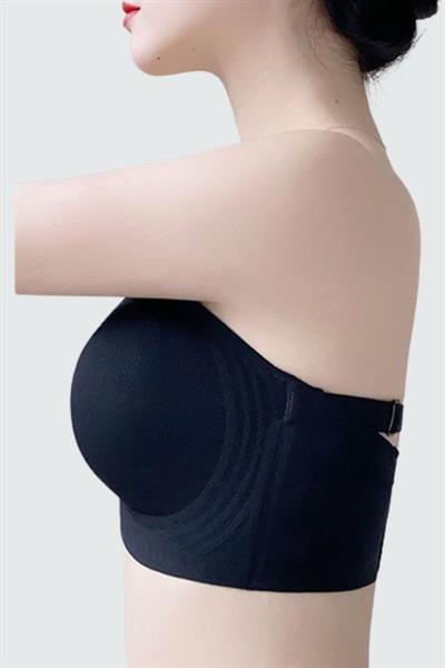 Bulut Koleksiyonu Lazer Kesim Dikişsiz Straplez B C D Cup Büyük Beden Siyah Sütyen