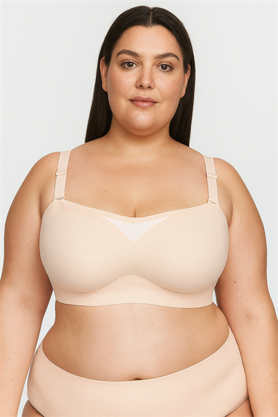 Bulut Koleksiyonu Lazer Kesim Dikişsiz Straplez B C D Cup Büyük Beden Ten Rengi  Sütyen