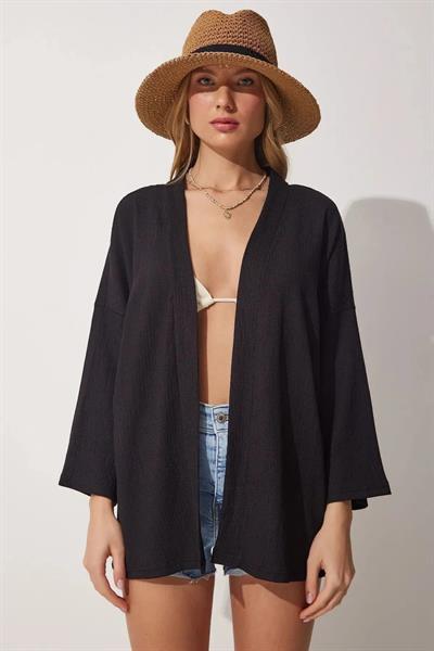 Dantel Basic Bürümcük Kumaş Şal Yaka Kimono syh