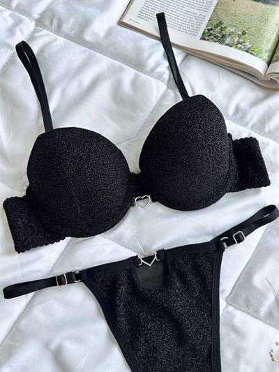 Dantel Black Shine Push Up Destekli B CUP SütyenTakımı