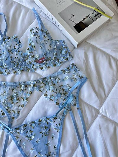 Dantel Buz Çiçeği Jartiyer Kemeri