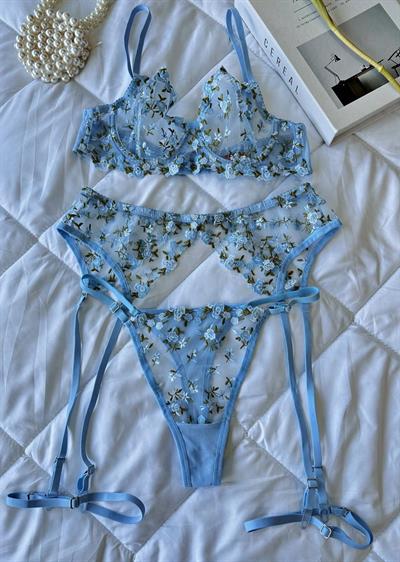 Dantel Buz Çiçeği Jartiyer Kemeri