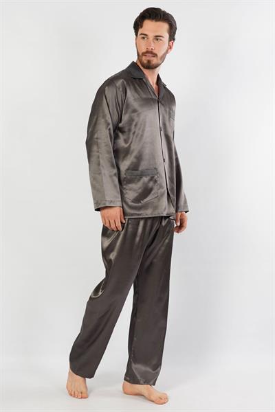 Dantel By Mls Er Koleksiyonu Füme  Erkek Saten Pijama Takımı