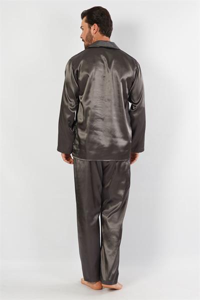 Dantel By Mls Er Koleksiyonu Füme  Erkek Saten Pijama Takımı