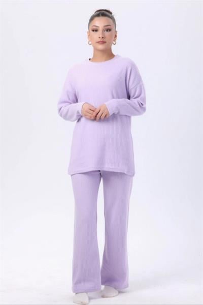 Dantel By Mls Lila İnterlok Şardon Dokulu Ev Giyim İkili Takım 