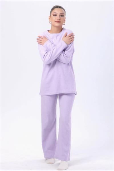 Dantel By Mls Lila İnterlok Şardon Dokulu Ev Giyim İkili Takım 