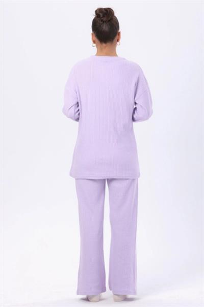 Dantel By Mls Lila İnterlok Şardon Dokulu Ev Giyim İkili Takım 