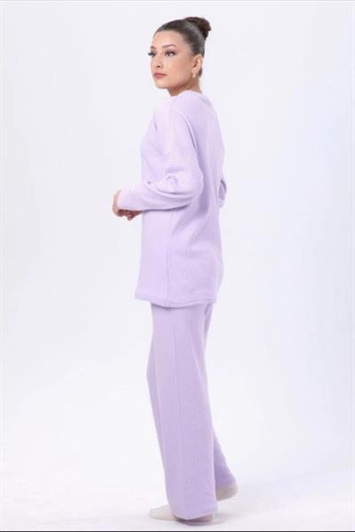 Dantel By Mls Lila İnterlok Şardon Dokulu Ev Giyim İkili Takım 