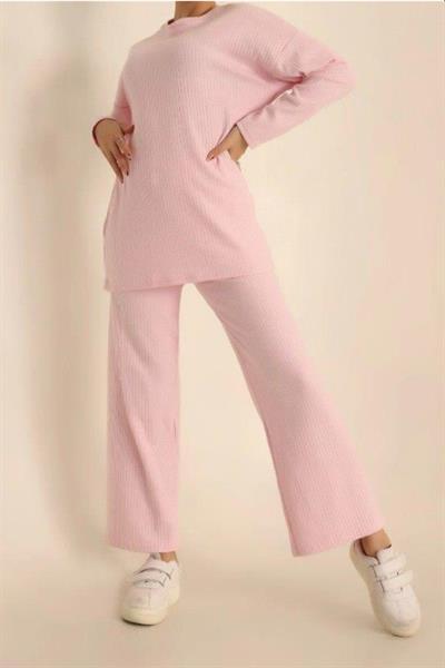 Dantel By Mls Pembe İnterlok Şardon Dokulu Ev Giyim İkili Takım 