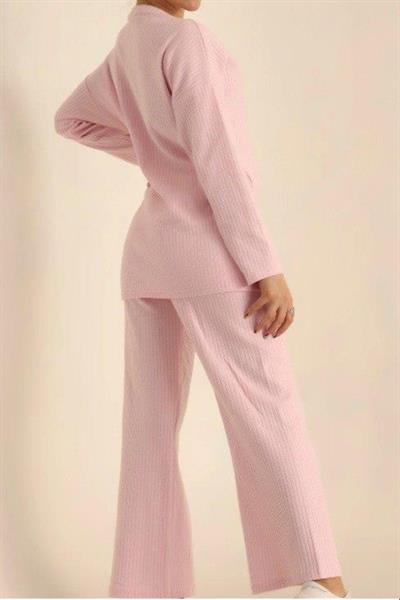 Dantel By Mls Pembe İnterlok Şardon Dokulu Ev Giyim İkili Takım 