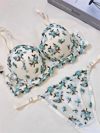 Dantel Çıtır Maviş Push Up B CUP SütyenTakımı