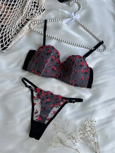 Dantel Çıtır Siyah Lotus B & C Cup SütyenTakımı