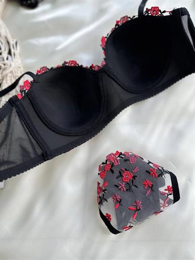 Dantel Çıtır Siyah Lotus B & C Cup SütyenTakımı