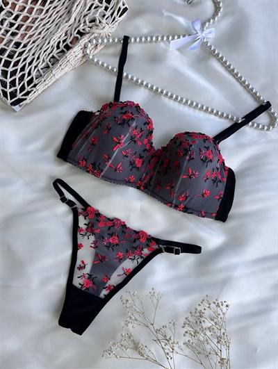 Dantel Çıtır Siyah Lotus B & C Cup SütyenTakımı