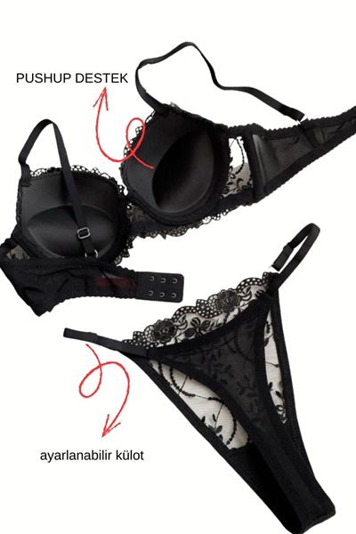 Dantel Dark Love Push Up Destekli B CUP SütyenTakımı