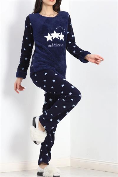 Dantel LaciBeyaz Polar PijamaTakımı