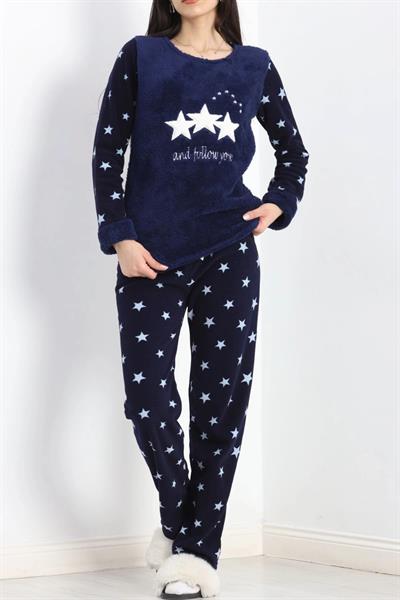 Dantel LaciBeyaz Polar PijamaTakımı