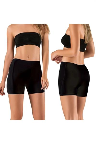Dantel Lazer Kesim Iz Yapmaz Dikişsiz Yüksek Bel Şort Siyah