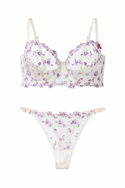 DANTEL Lilac Flowers C & D cup Büyük Beden Bralet Takım 
