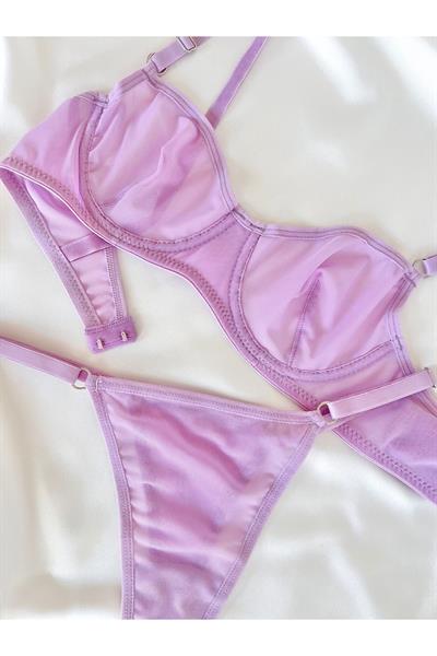 Dantel Lilac Tül Bralet Takımı