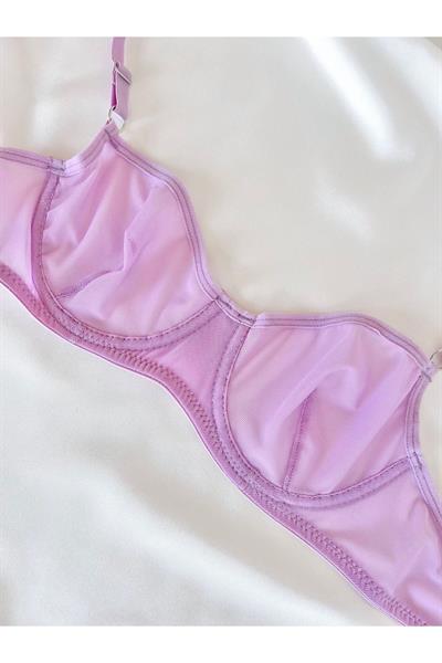 Dantel Lilac Tül Bralet Takımı
