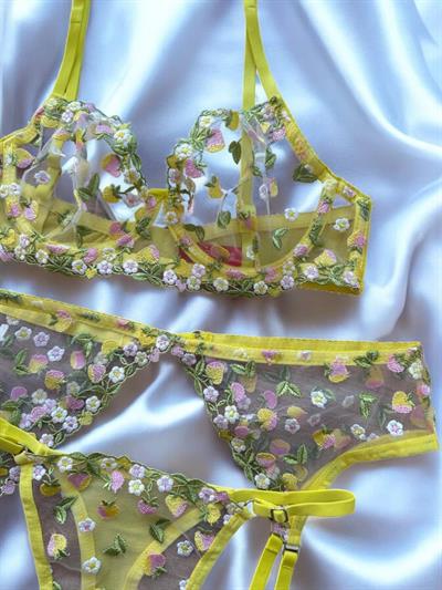 Dantel Limon Çiçeği Jartiyer Kemeri