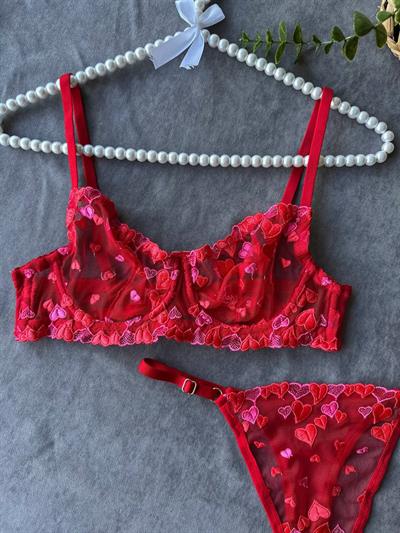 Dantel LOVE B CUP Bralet Takımı Ekru