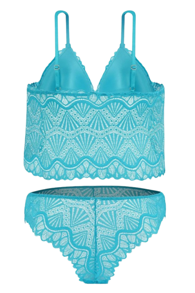 Dantel Mavi Büstiyer Takımı