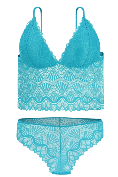 Dantel Mavi Büstiyer Takımı