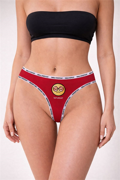 Dantel Pamuklu 7li Emojili  Haftanın Günleri Külot Set 