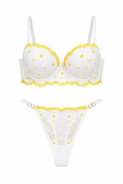 Dantel Papatya Push Up Bra Takım