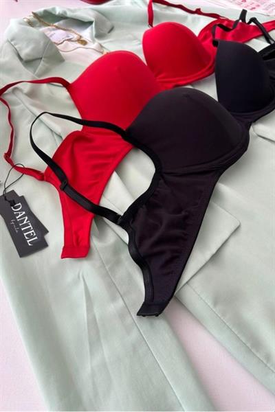 DANTEL Red&Black Boş Cup Toparlayıcı 2li Sütyen  Seti 