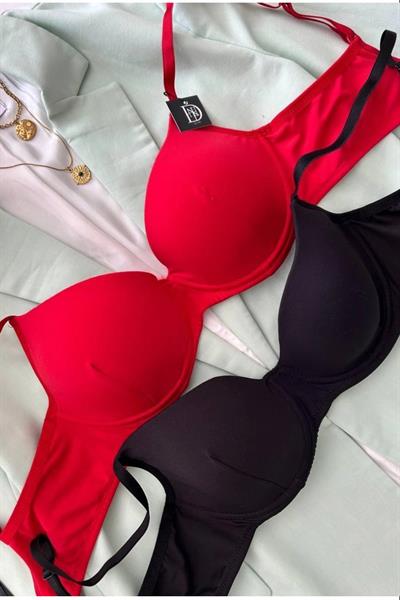 DANTEL Red&Black Boş Cup Toparlayıcı 2li Sütyen  Seti 
