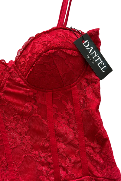 Dantel Sevgililer Günü Cazibe Koleksiyonu Kırmızı Elbise