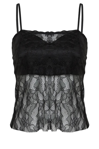 Dantel Siyah Astarlı Bluz