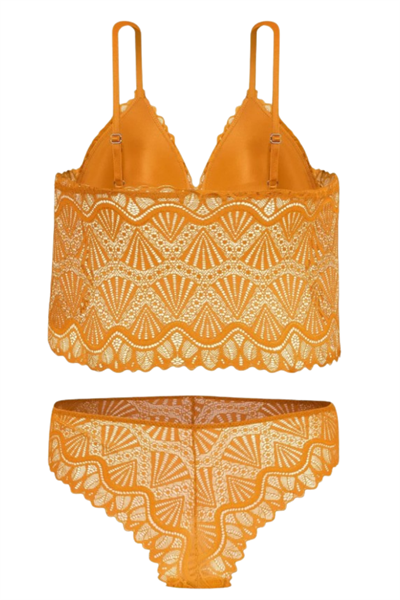 Dantel Turuncu Büstiyer Takımı
