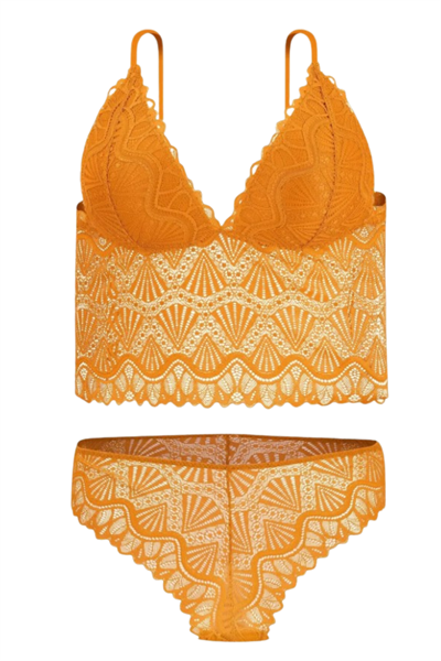 Dantel Turuncu Büstiyer Takımı