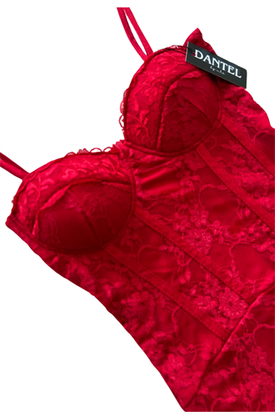 Dantel Sevgililer Günü Cazibe Koleksiyonu Kırmızı Elbise