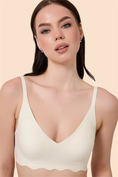 Dikişsiz Lazer Kesim Hayalet Ekru Askılı Sütyen