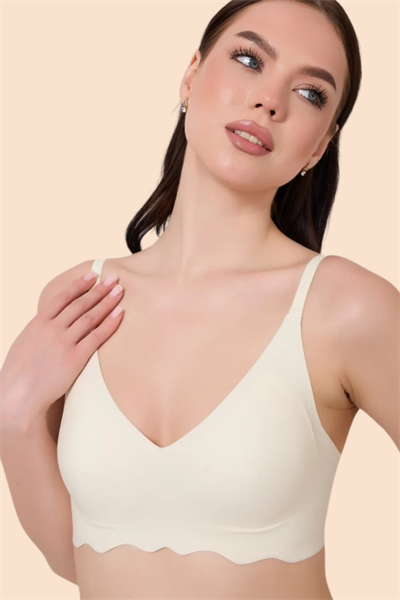 Dikişsiz Lazer Kesim Hayalet Ekru Askılı Sütyen