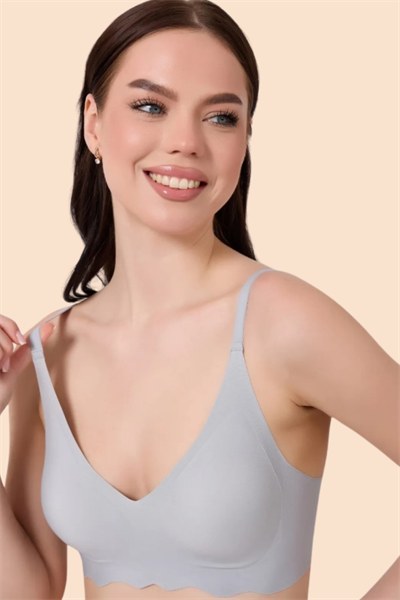 Dikişsiz Lazer Kesim Hayalet Gri Askılı Sütyen