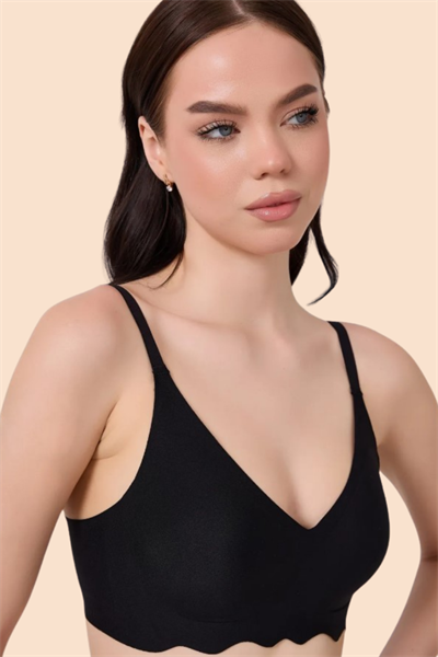 Dikişsiz Lazer Kesim Hayalet Siyah Askılı Sütyen