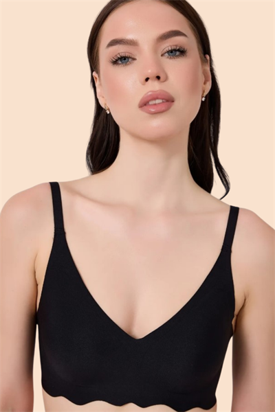 Dikişsiz Lazer Kesim Hayalet Siyah Askılı Sütyen
