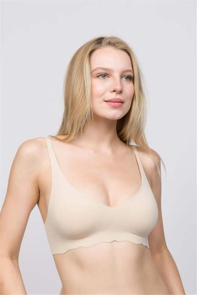 Dikişsiz Lazer Kesim Hayalet Ekru Askılı Sütyen