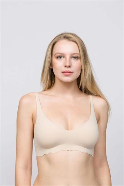 Dikişsiz Lazer Kesim Hayalet Ekru Askılı Sütyen